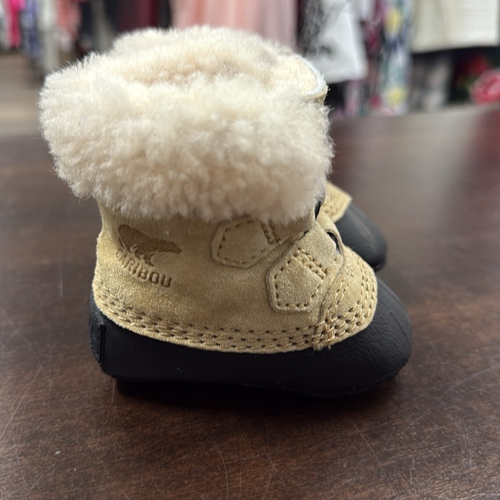 Cozy Tan and Black Kids Boots